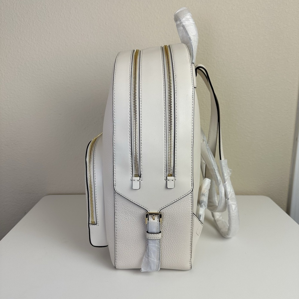 MICHAEL KORS Jaycee Large Backpack Pebbled Cream Leather Zip Multi Pocket Travel - Picture 5 of 10